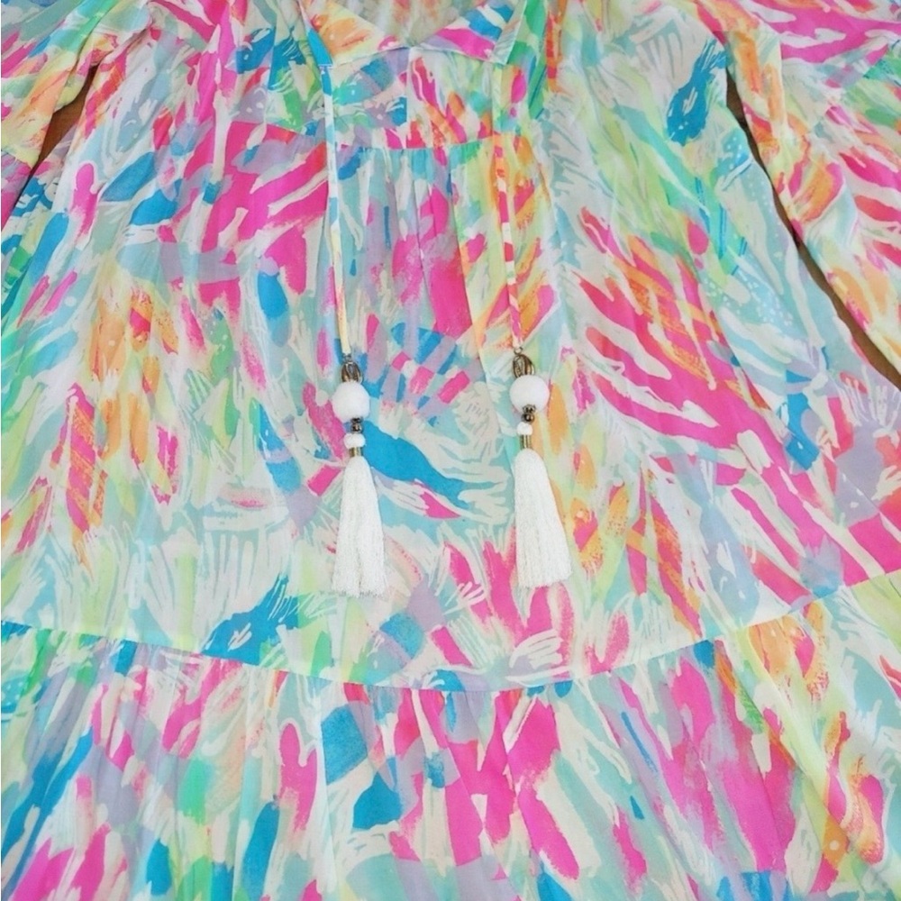Lilly Pulitzer Alanna Cold Off Shoulder Dress Sparkling Sands Tassel - Picture 4 of 10